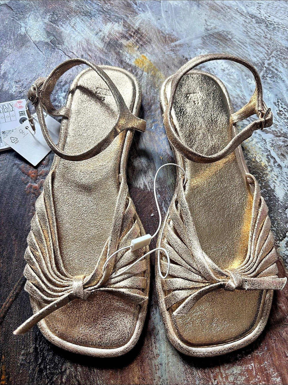 Zara Gold Strappy Sandals EU 35 NWT